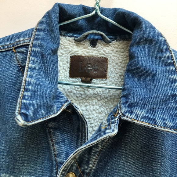 VINTAGE LEE RIDER SHERPA DENIM JACKET - Picture 2 of 8